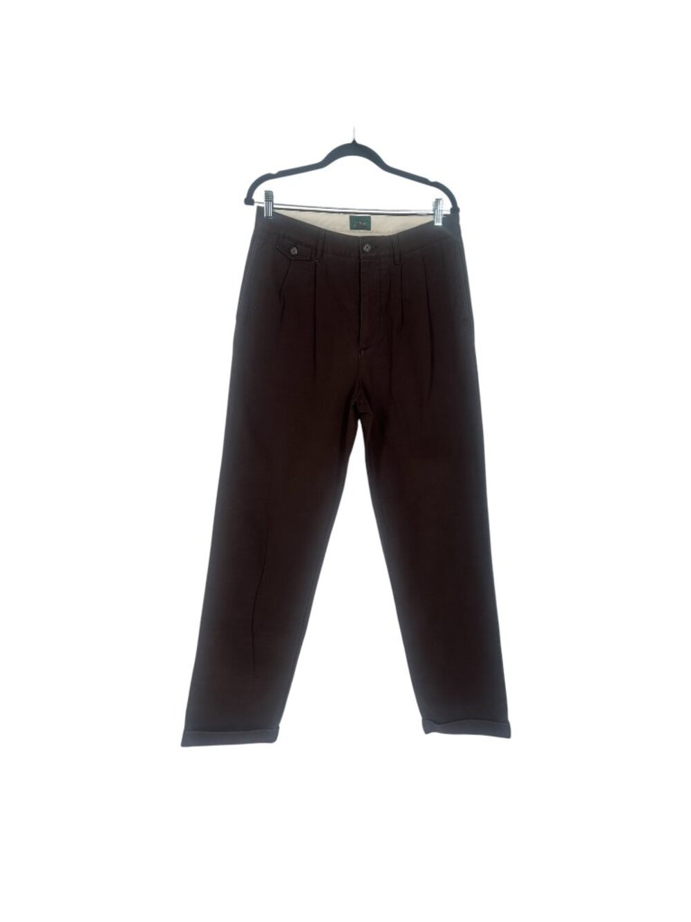 J Crew Brown Trousers 8 Tall Cotton Pleated Straight Leg Office Pants